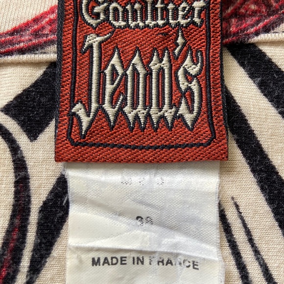 Jean Paul Gaultier 90s Vintage Tee Tattoo Skeleton T-shirt Back Slit 38 M fits S - Picture 4 of 17